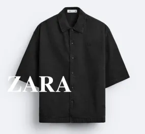 ZARA  |Plain Short Sleeves Shirts