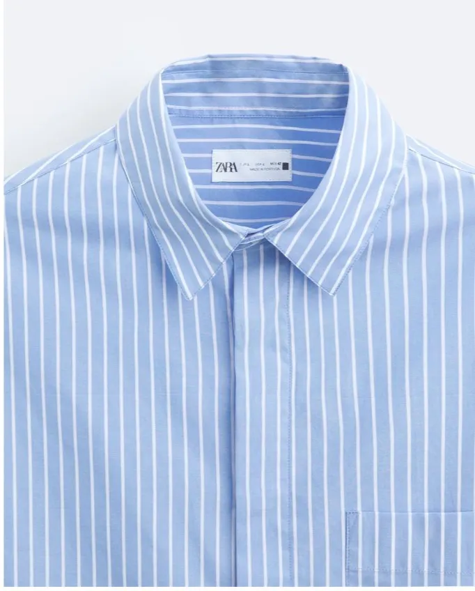 ZARA  |Stripes Cotton Short Sleeves Shirts